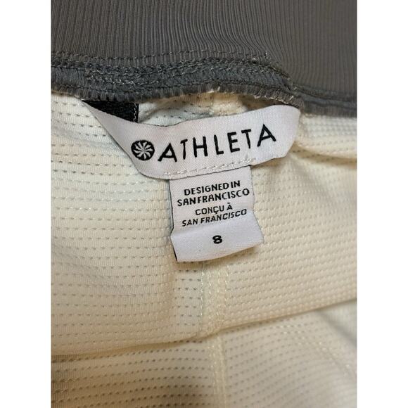 ATHLETA BROOKLYN TEXTURED 16" SKORT IN CITY STRIPE BLACK/ SEA SALT SIZE 8 - Picture 8 of 12